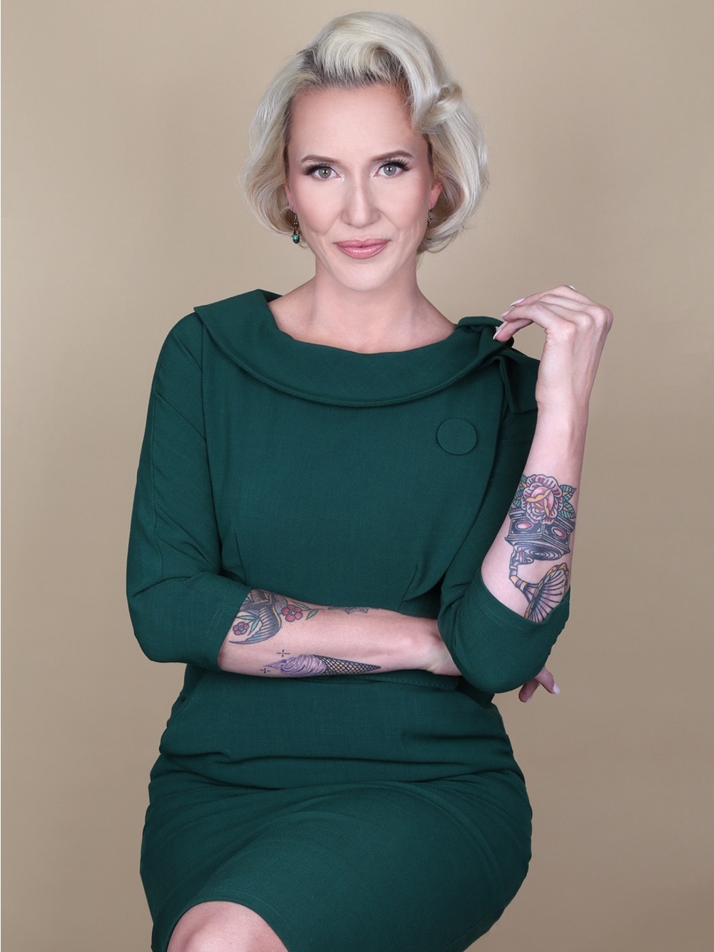 Grace and Glam Forest Green Women's Sweater Dress- Small
